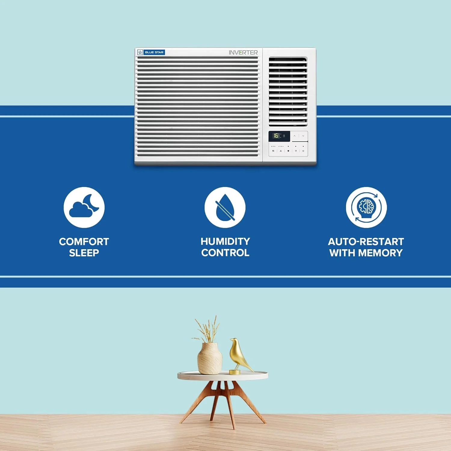Blue Star 1.5 Ton 3 Star, Inverter Window AC (Copper, 2 Way Swing, Multi Sensors, Blue Fins, Self Diagnosis, WIA318GXU, White) - Image 5
