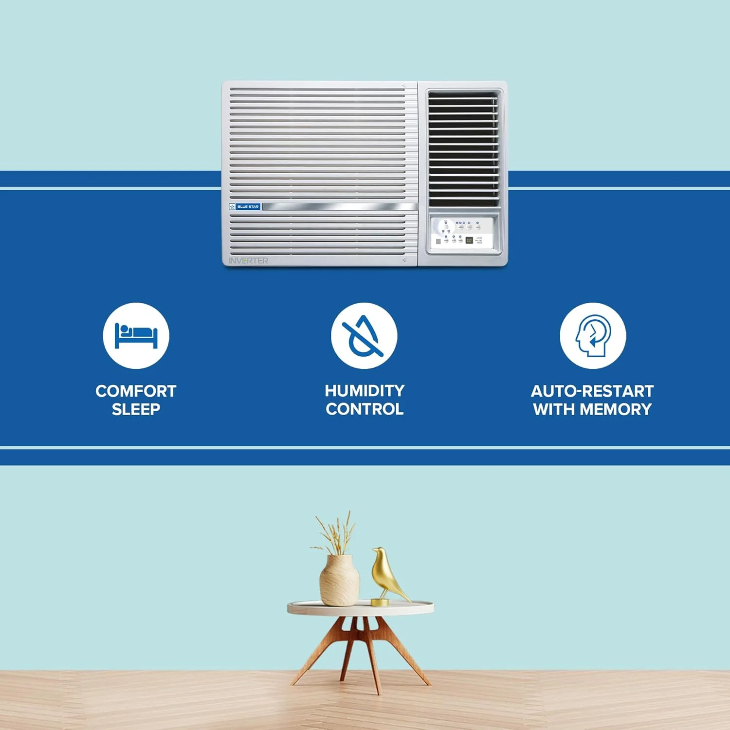 Blue Star 1.5 Ton 3 Star Inverter Window AC (Copper, Turbo Cool, Hydrophilic Blue Fins, Dust Filters, Self-Diagnosis, WIE318L, White) - Image 3