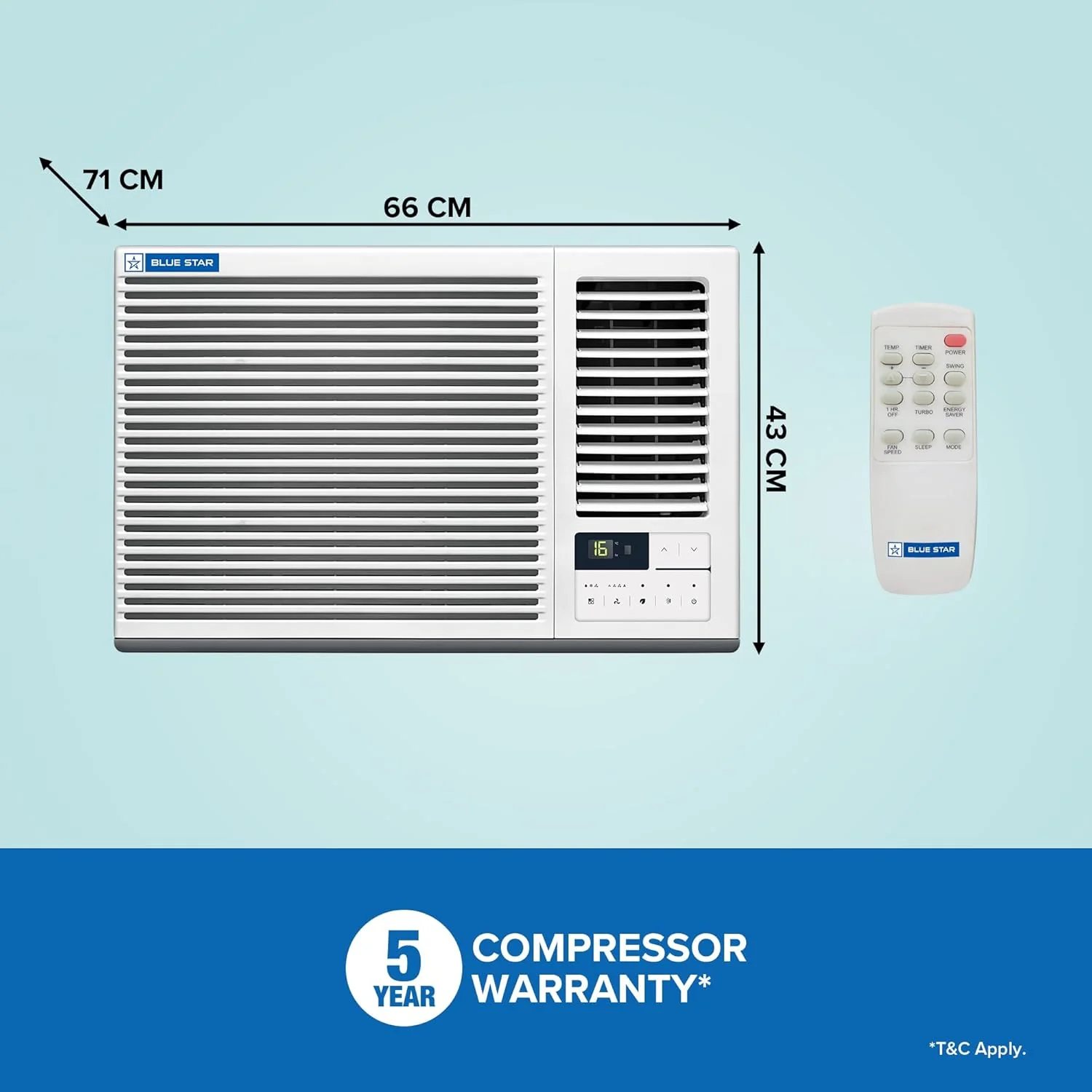 Blue Star 1.5 Ton 3 Star, New Star Rated, Window AC (Copper, 2 Way Swing, Multi Sensors, Blue Fins, Self Diagnosis, WFA318GXU, White) - Image 5