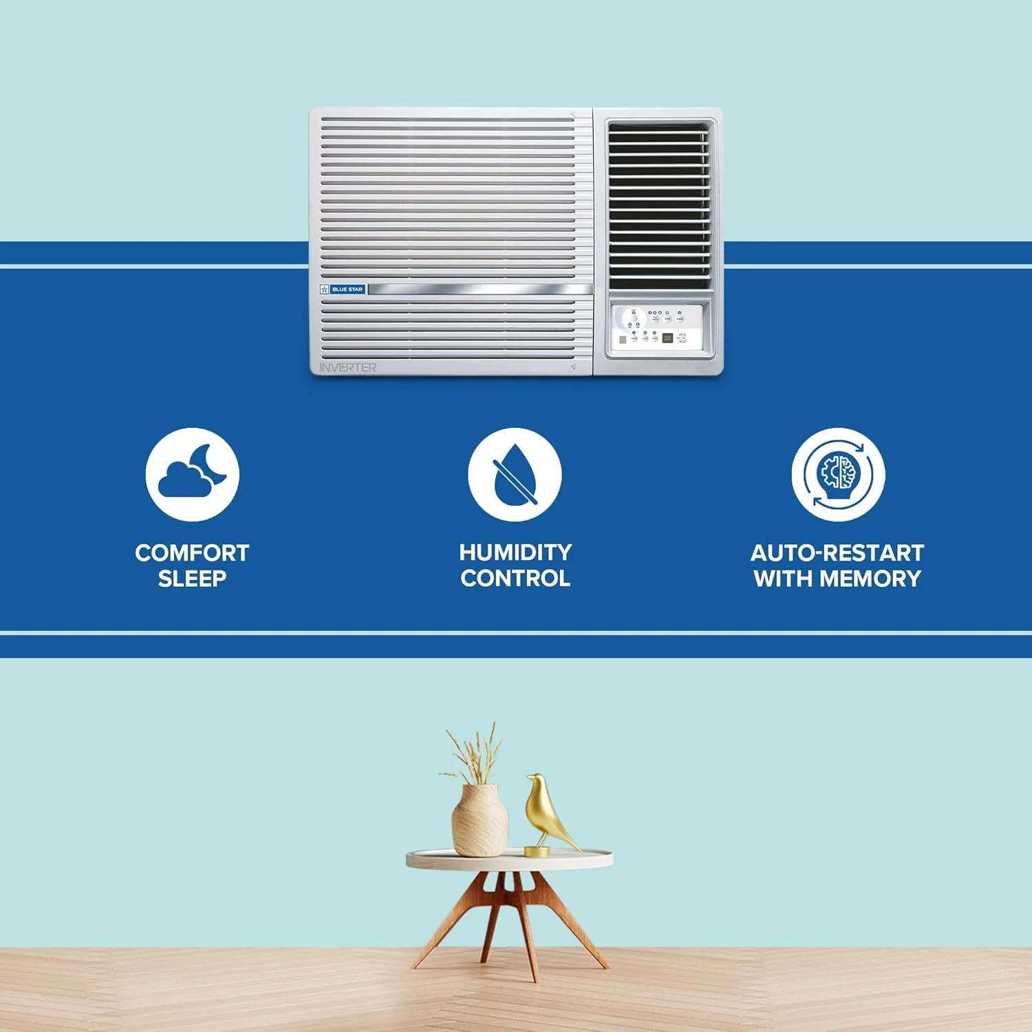 Blue Star 1.5 Ton 5 Star, Inverter Window AC (Copper, 2 Way Swing, Multi Sensors, Blue Fins, Self Diagnosis, WIA518LXU, White) - Image 2