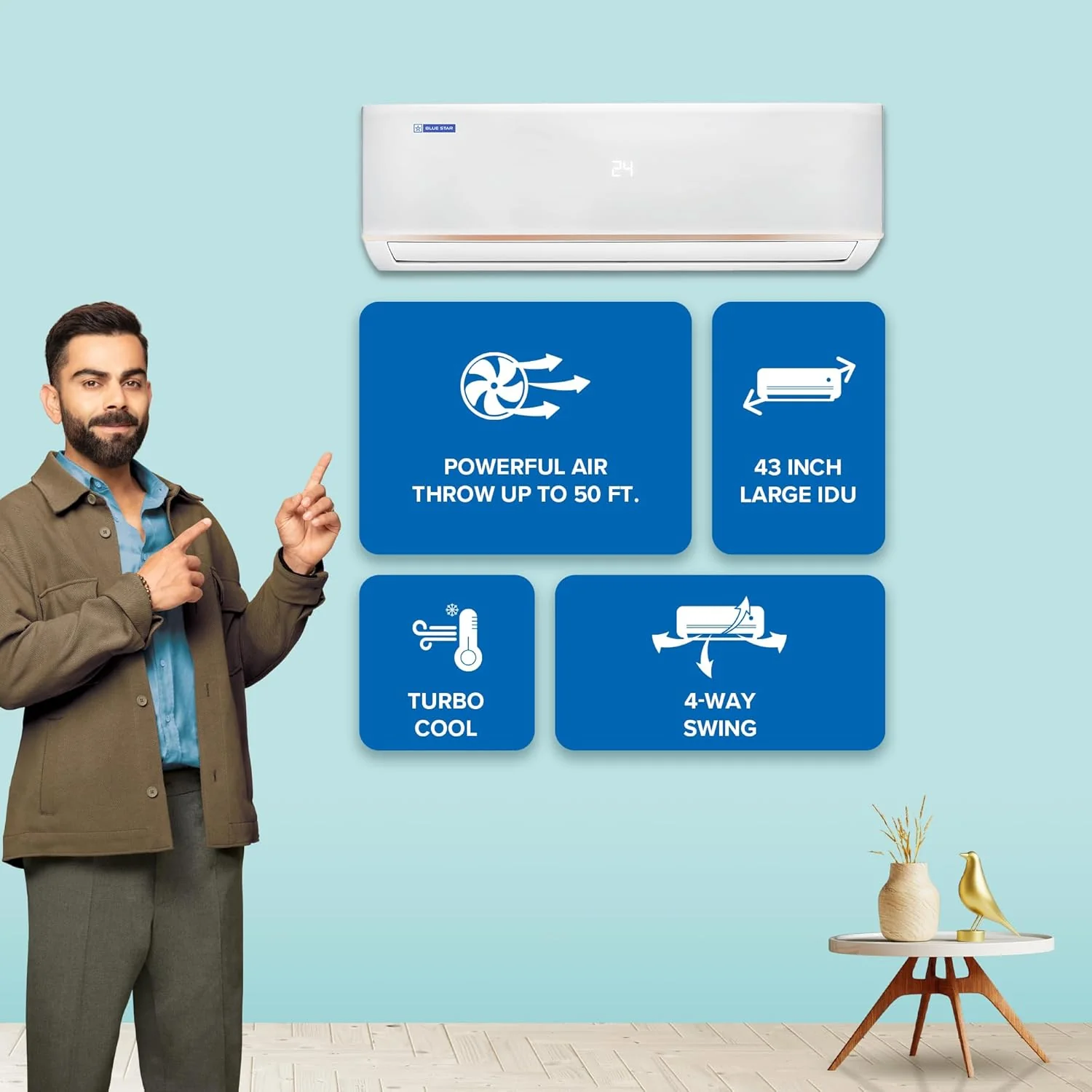 Blue Star FA219DXUHD 1.6 Ton 2 Star Fixed Speed Split AC, Copper Condenser, 4-Way Swing, Turbo Cool (2026) - Image 5