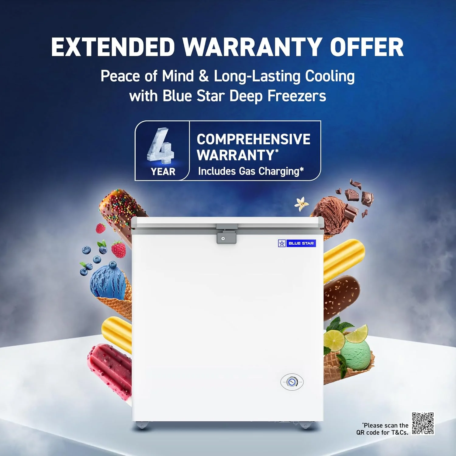 Blue Star HT3-N180, 180 Liter Hard Top Single Door Deep Freezer (161 Liter, White, 3-star) - Image 5
