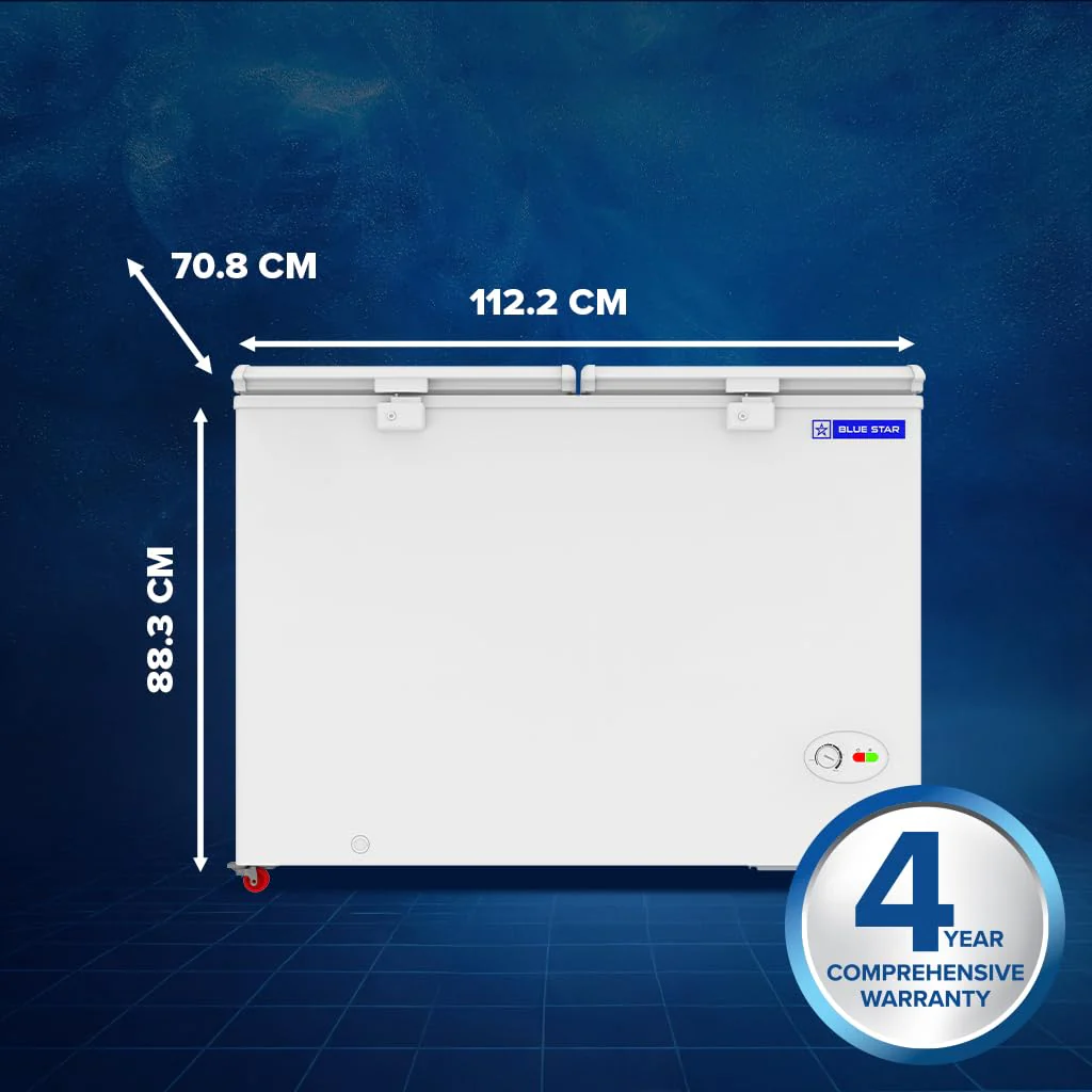 Blue Star HT4-N350 350L Hard Top Double Door Convertible Deep Freezer | 310L Storage | 4 Star | White - Image 3