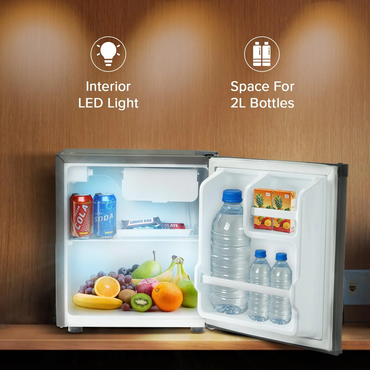 Blue Star MR60-2GG 45L Mini Refrigerator with Freezer | Direct Cool, 2 Star, Grey, Reversible Door - Image 3