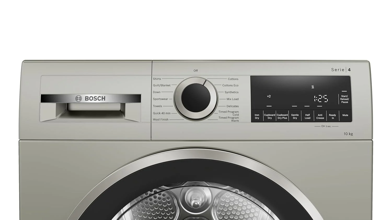 Bosch 10 kg Front Load Fully-Automatic Condenser Tumble Dryer, 100% Drying, 5 Drying Options, Reduces 99.9% Allergens, Ready-to-Wear No Crease, Silver Inox, WQG2520XIN - Image 4
