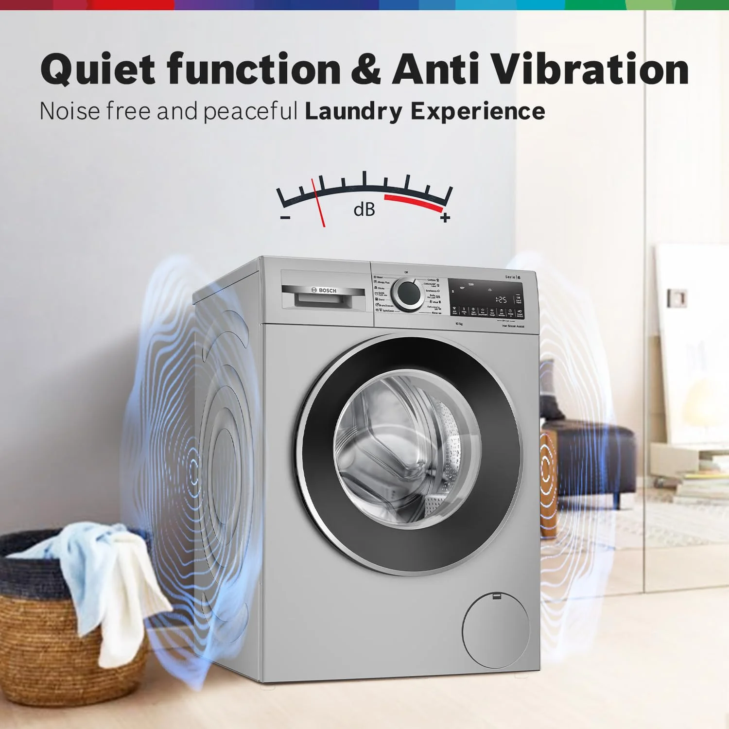 Bosch 10kg 5 Star Anti Stain &amp; AI Active Water Plus Fully Automatic Front Load Washing Machine with Built in Heater (WGA252ZSIN, Pretreatment &amp; Allergy Plus, Silver) - Image 11