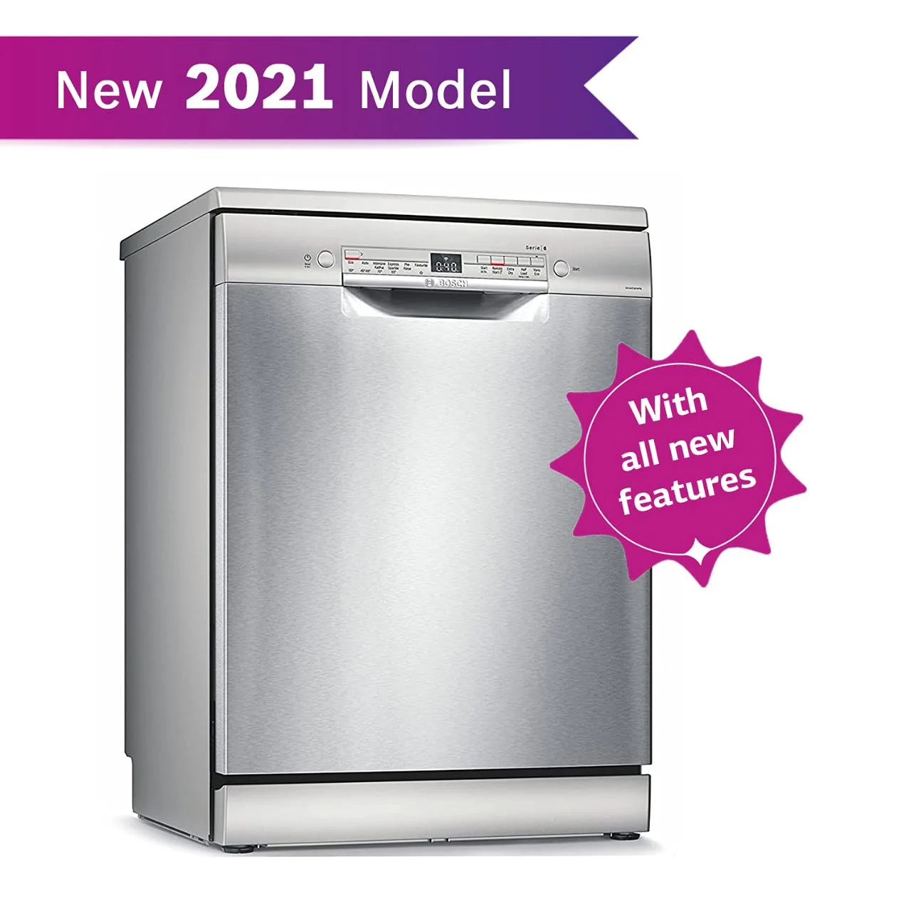 Bosch 13 Place Settings Dishwasher (SMS6ITI00I, Silver Inox) - Image 3
