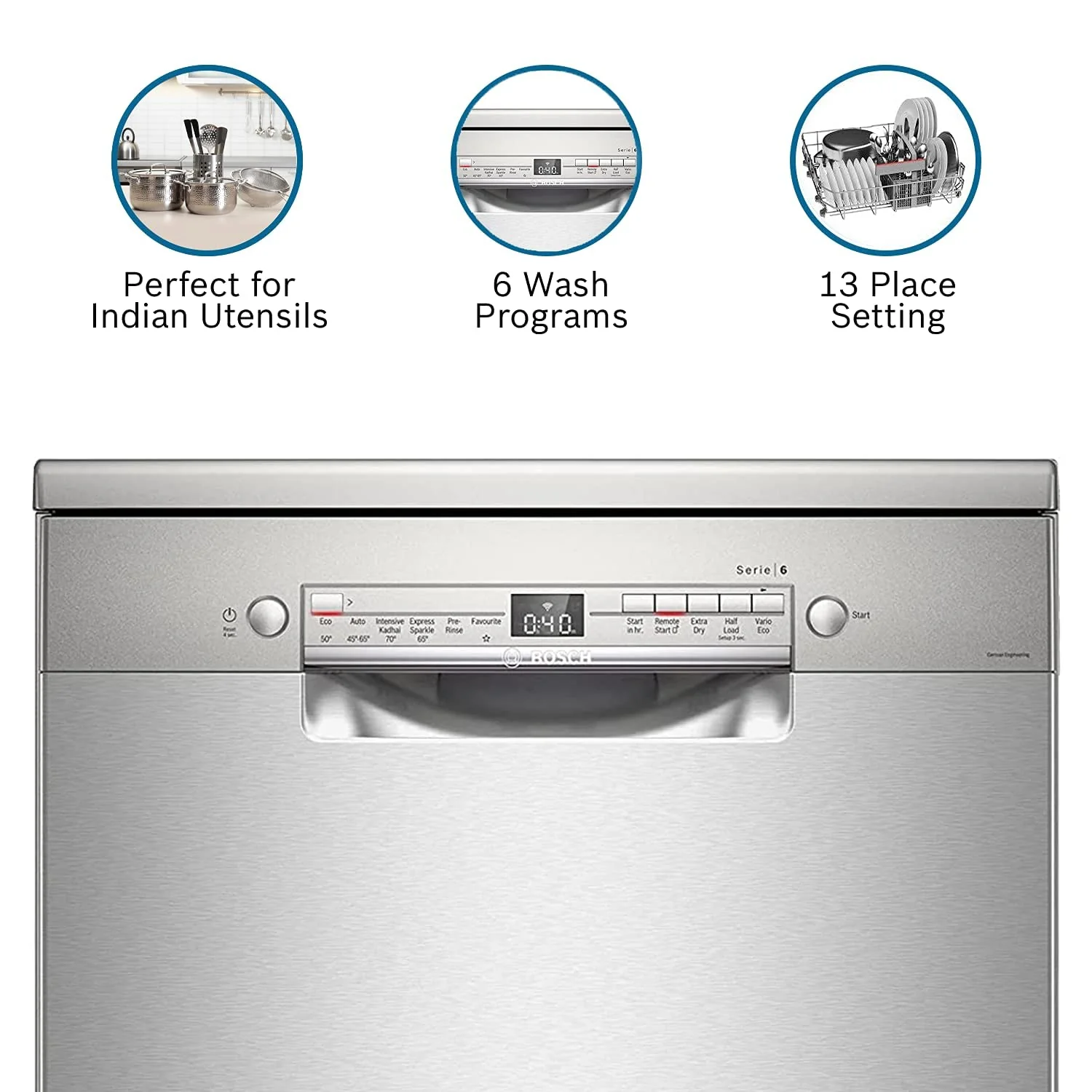 Bosch 13 Place Settings Dishwasher (SMS6ITI00I, Silver Inox) - Image 4