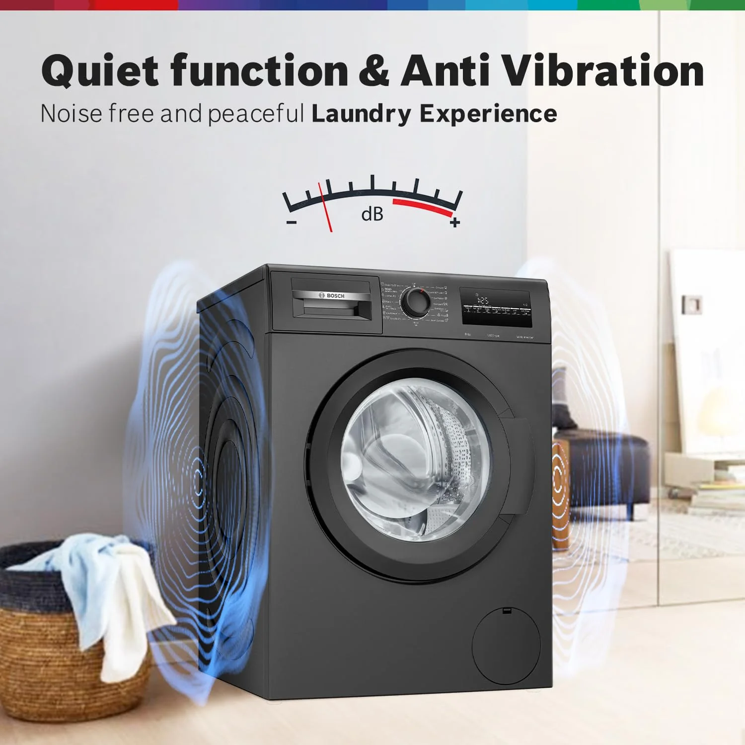 Bosch 8 kg, 5 Star, Anti Stain & AI Active Water+ Fully Automatic Front Loading Washing Machine (WAJ2826DIN, Steam with Anti-Bacteria, Anti-tangle, Anti-Wrinkle, In-Built Heater, Black Grey) - Image 5