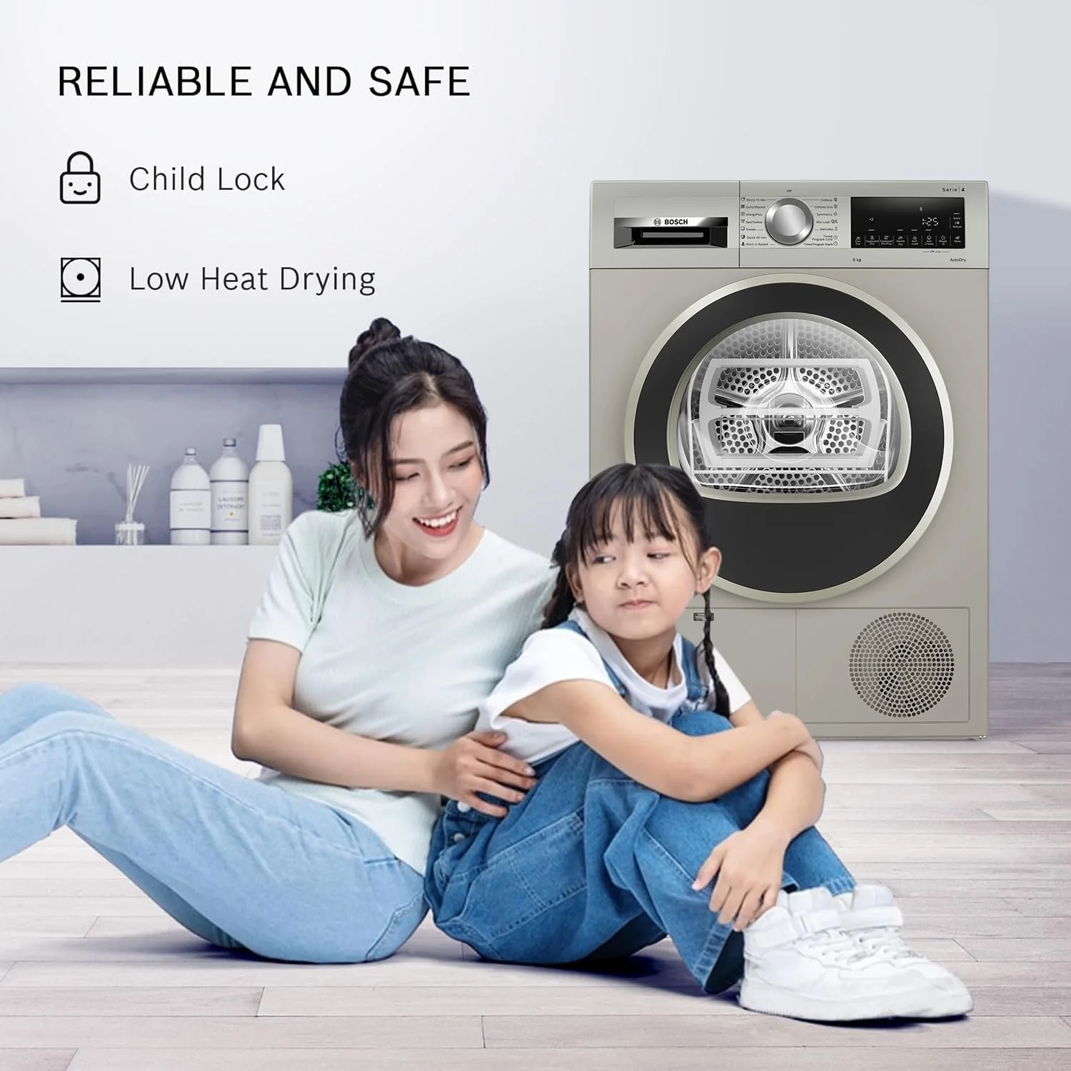Bosch 8 kg Fully Automatic Front Load Condenser Tumble Dryer (WPG23108IN, 5 Drying Options, 14 Programs, Allergy Plus, 100% Drying with 0% Effort, Inbuilt Heater, Silver) - Image 7