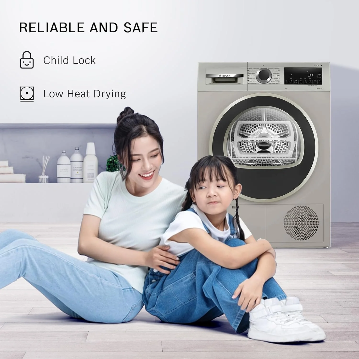 Bosch 9 kg Fully Automatic Front load Condenser Tumble Dryer WPG24108IN, Silver, Inbuilt Heater) - Image 11