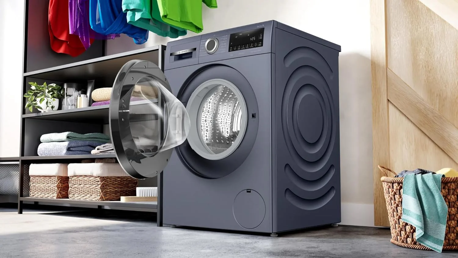 Bosch 9kg 5 Star Anti Wrinkle &amp; Steam Care Fully Automatic Front Load Washing Machine with Built in Heater (WGA244ZPIN, Dark lake) - Image 5