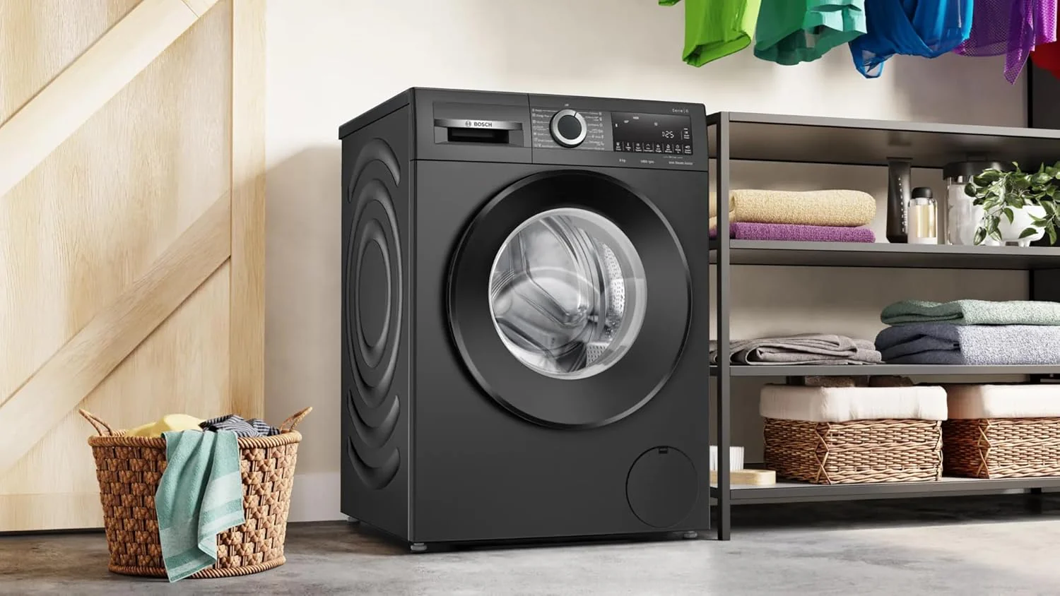 Bosch 9kg 5 Star Anti Wrinkle &amp; Steam Care Fully Automatic Front Load Washing Machine with Built in Heater (WGA244ZTIN, Black Grey) - Image 3