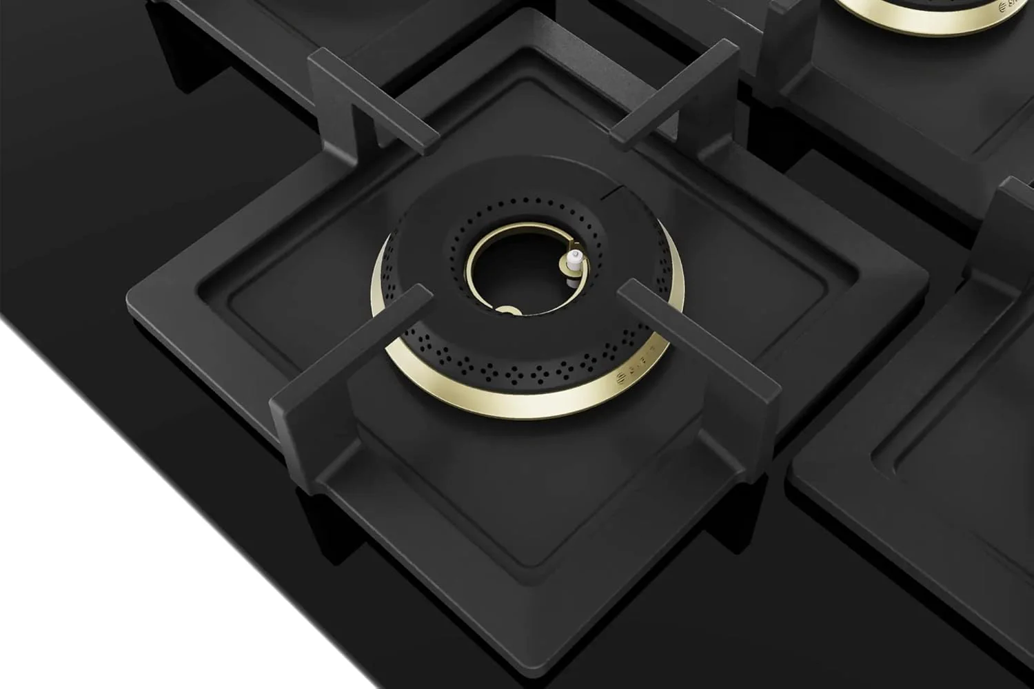 Bosch Built in Gas Hob Black Tempered glass Glass 4 Burner Auto Ignition 75 cm Full Brass 3D Ring Burners with Matt Black Heat Shields & Cast Iron pan supports (PNI7B6G20I) - Image 4