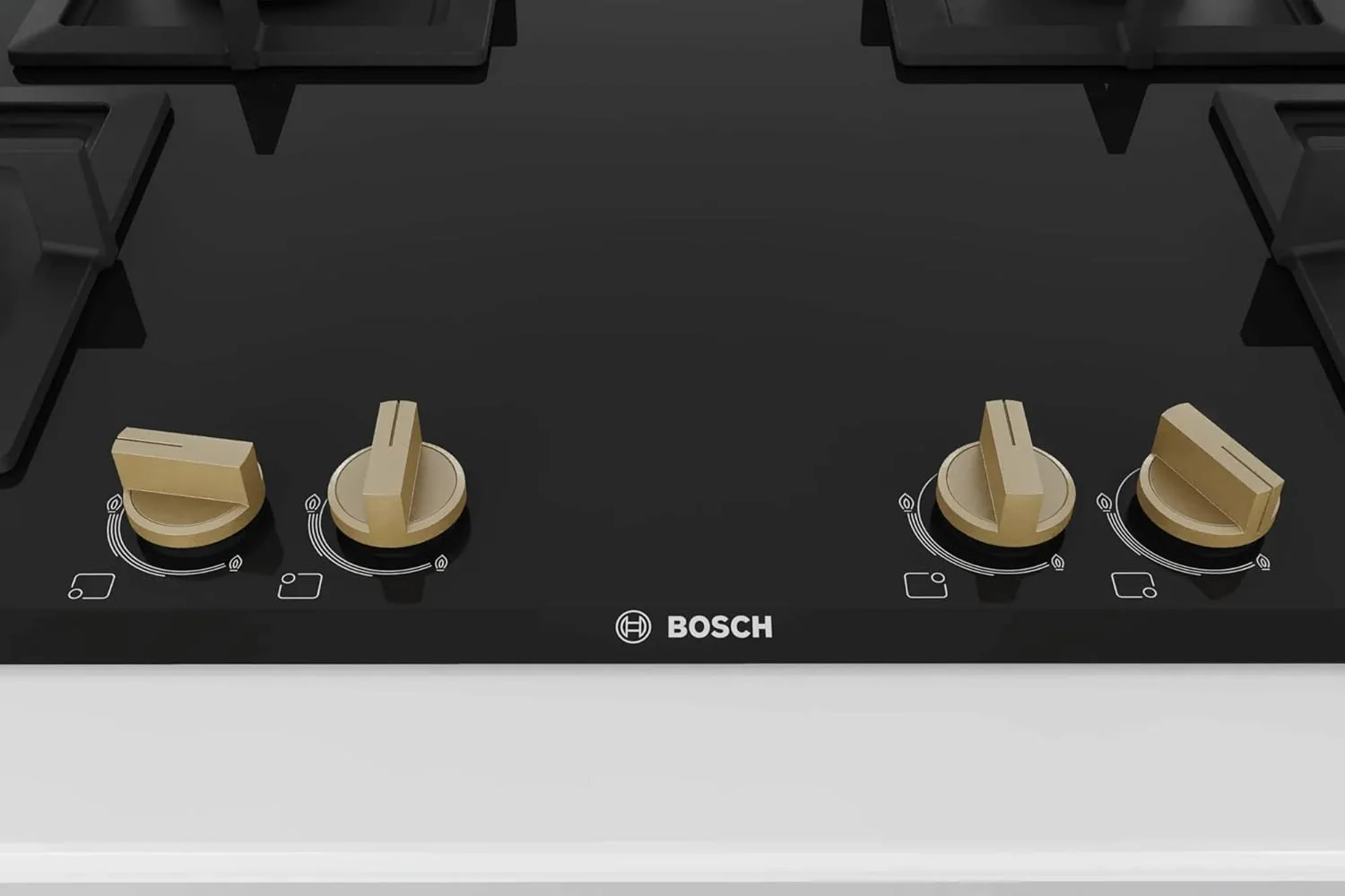 Bosch Built in Gas Hob Black Tempered glass Glass 4 Burner Auto Ignition 90 cm Full Brass 3D Ring Burners with Matt Black Heat Shields & Cast Iron pan supports (PNF9B6G20I) - Image 4