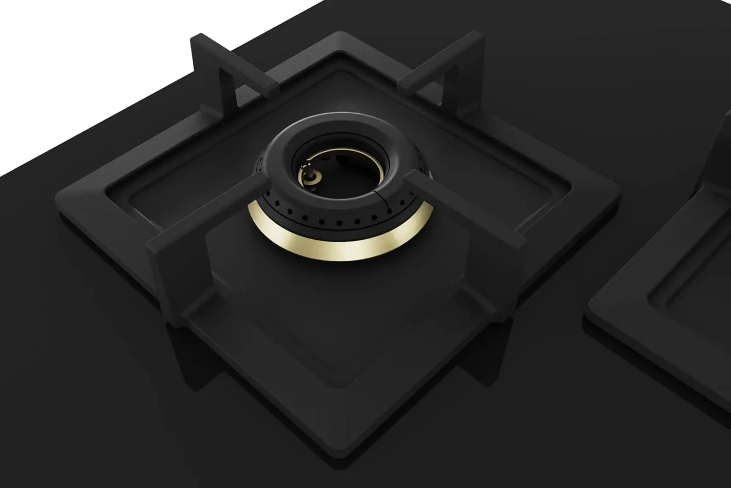 Bosch Built in Gas Hob Black Tempered glass Glass 4 Burner Auto Ignition 90 cm Full Brass 3D Ring Burners with Matt Black Heat Shields & Cast Iron pan supports (PNF9B6G20I) - Image 6