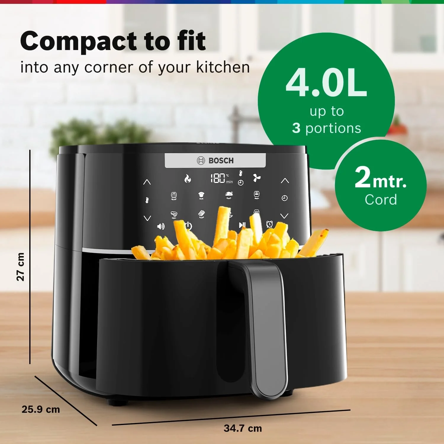 Bosch Crispmaxx Air Fryer 4.0L MAF240B5IN | 1350W Digital Touch Air Fryer with Baking Tray - Image 3
