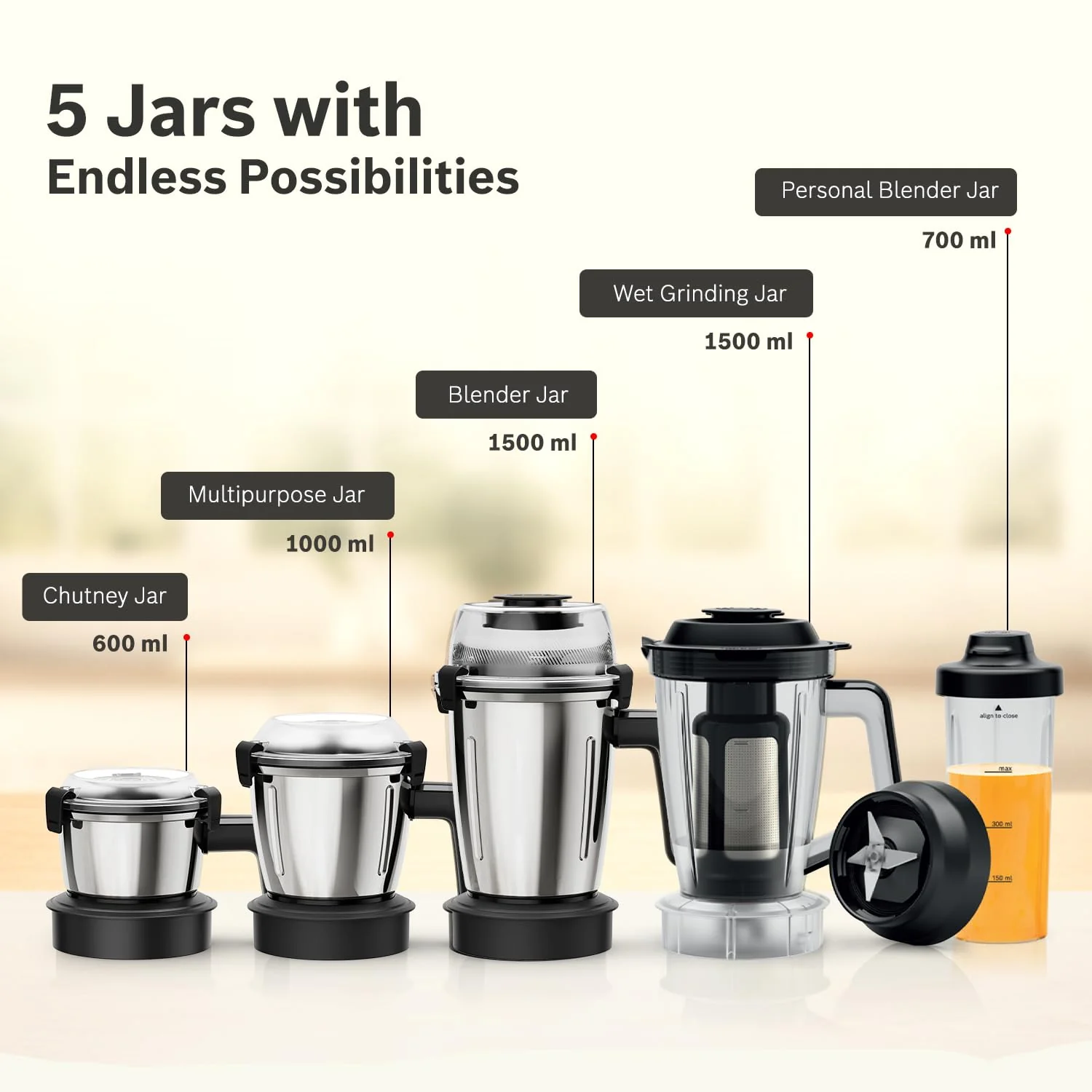 Bosch MG8915A1KI TrueMixx Pro 1100W Mixer Grinder (Black) - Image 6