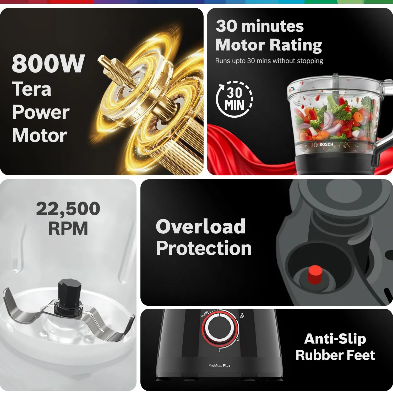 Bosch PureMixx Plus 800W Powerful Mixer Grinder & Food Processor - Image 3