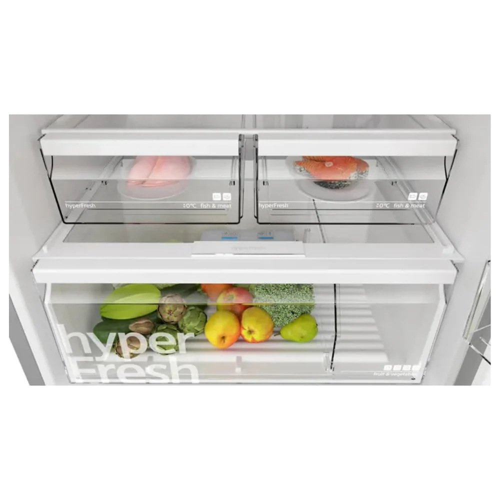 Bosch Series 6 542 L Frost Free Double Door Refrigerator, Freezer on Top, Total No Frost, Brushed Steel Anti-Fingerprint, 186 x 75 cm (KDN76AID0I) - Image 3