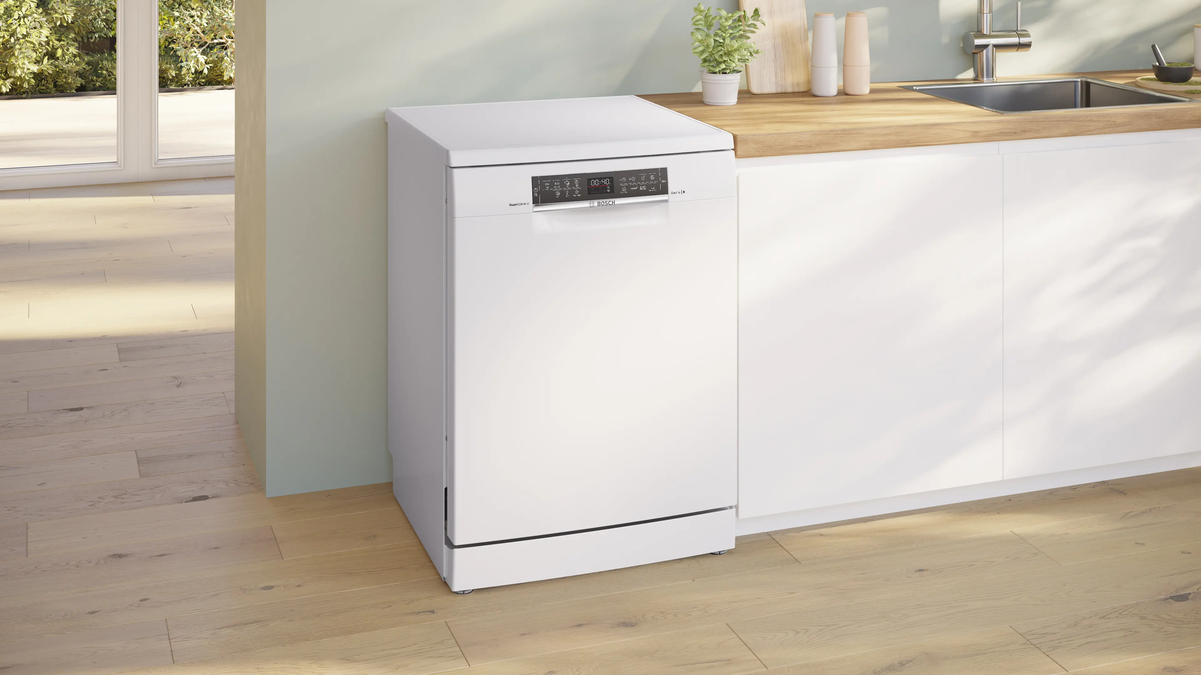 Bosch SMS6ZCW37Q Series 6 Free-Standing Dishwasher | 14 Place Settings | Zeolith Drying Technology | Home Connect (Wi-Fi Enabled) | PerfectDry | VarioFlex Baskets | Extra Clean Zone | Silence Plus | Energy Efficient | White - Image 2