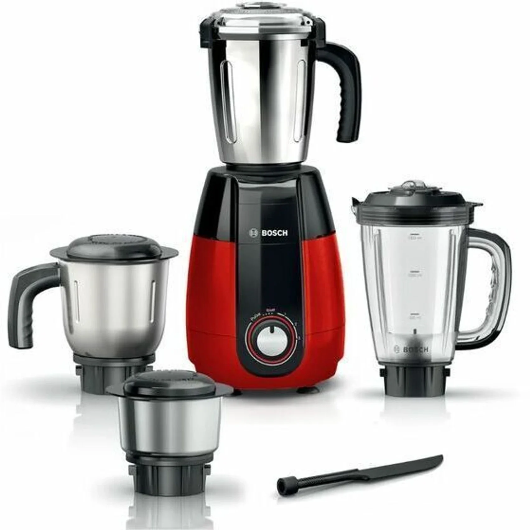 Bosch TrueMixx Pro MGM8842RIN 1000W Mixer Grinder with 4 Jars – Red & Dark Grey Metallic