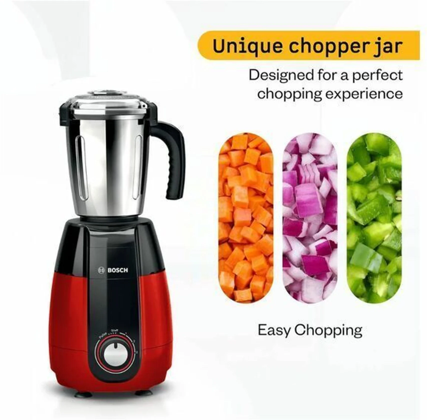 Bosch TrueMixx Pro MGM8842RIN 1000W Mixer Grinder with 4 Jars – Red & Dark Grey Metallic - Image 2