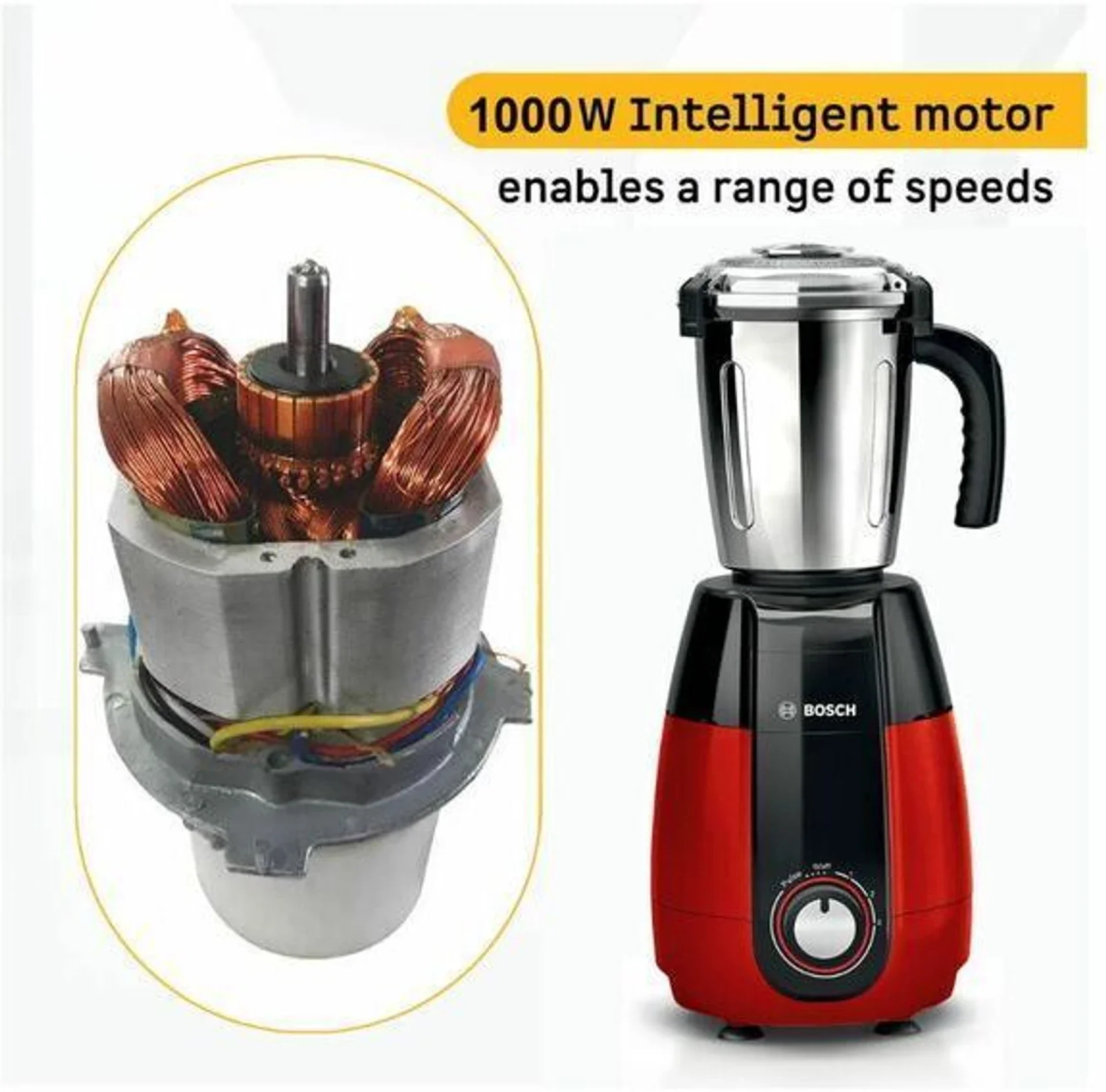 Bosch TrueMixx Pro MGM8842RIN 1000W Mixer Grinder with 4 Jars – Red & Dark Grey Metallic - Image 5