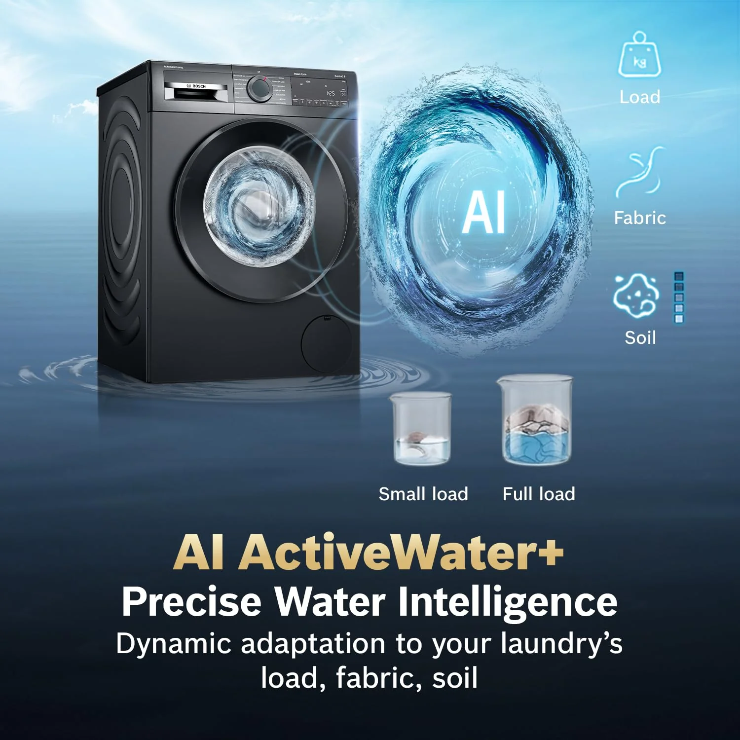 Bosch WGA242IRIN 9 Kg 5 Star Front Load Fully Automatic Washing Machine, AI ActiveWater Plus, Auto Dosing, 1200 RPM - Image 2