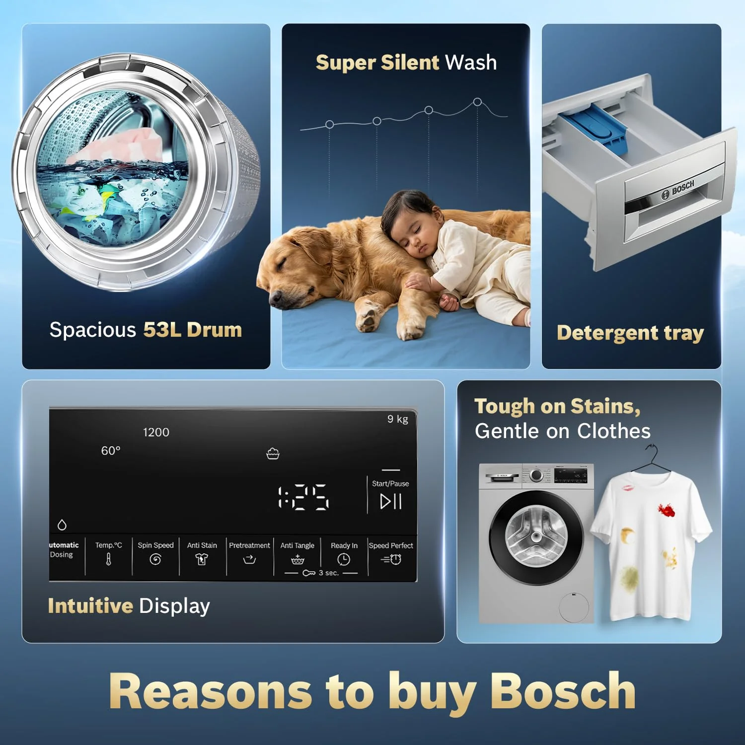 Bosch WGA242ISIN 9 Kg 5 Star Front Load Fully Automatic Washing Machine, AI ActiveWater Plus, Auto Dosing, 1200 RPM - Image 3