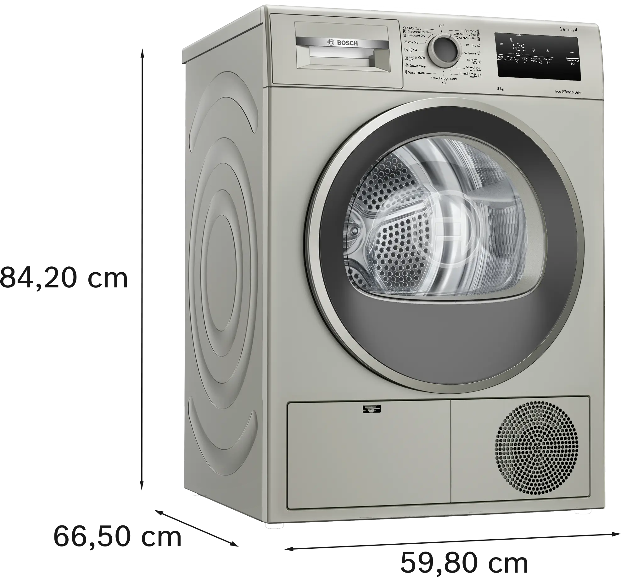 Bosch WTN86202IN 8 Kg Condenser Tumble Dryer, AutoDry Technology, SensitiveDrying System, Anti-Vibration Design, Multiple Drying Programs, LED Display (White) - Image 8
