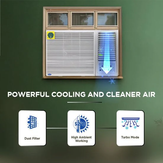 Carrier ESTRELLA GXi 1.5 Ton 5 Star Window Inverter AC with Dust Filter, Auto Restart, Turbo/Sleep/Dry Mode | 100% Copper Condenser | Energy Efficient, Cools Even at 52°C (CIW19EC5R36F0, White) - Image 6