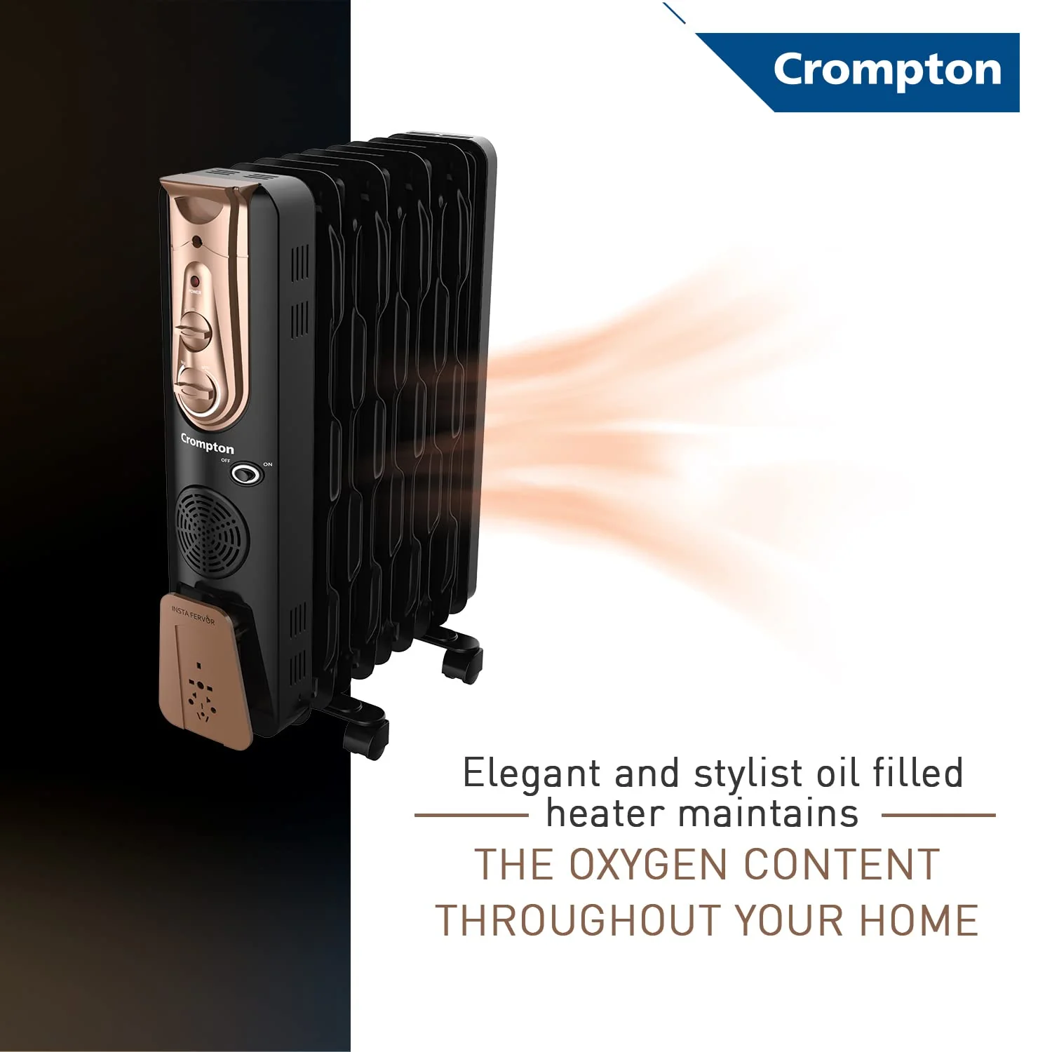 Crompton 11F OFR Heater – 2500W + 400W Fan, Fast Heating (Open Box / Without Box) - Image 3