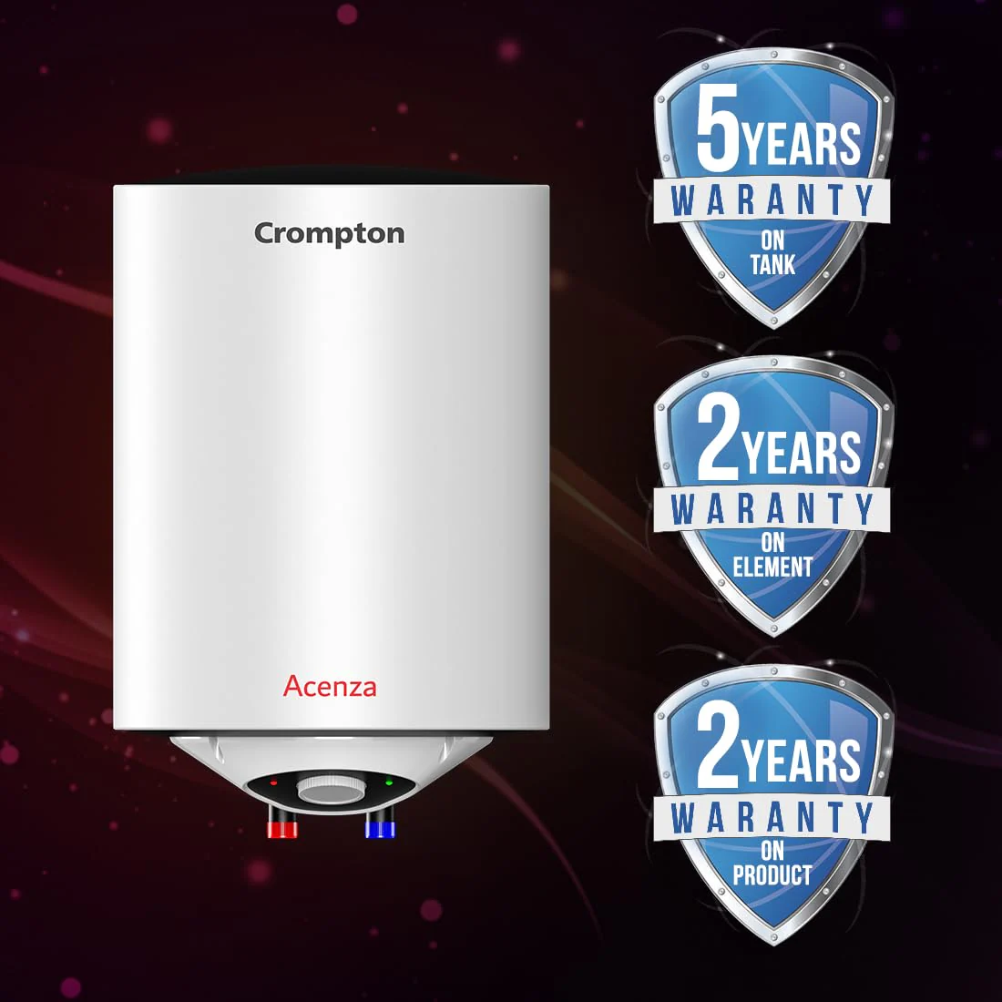 Crompton Acenza 25L Storage Water Heater (Geyser) with Superior Glassline Coating, 8 Bar pressure rating and 5yr Tank warranty, Wall Mounting - Image 6