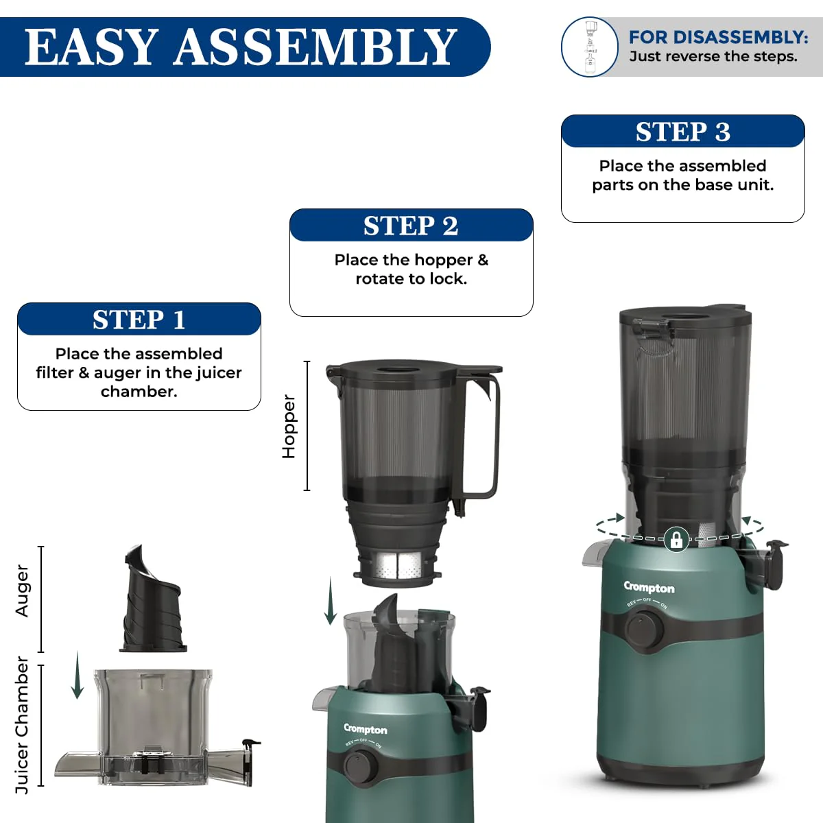 Crompton Ameo Fresh 200W Cold Press Juicer with Nutri Fresh Technology - Image 3