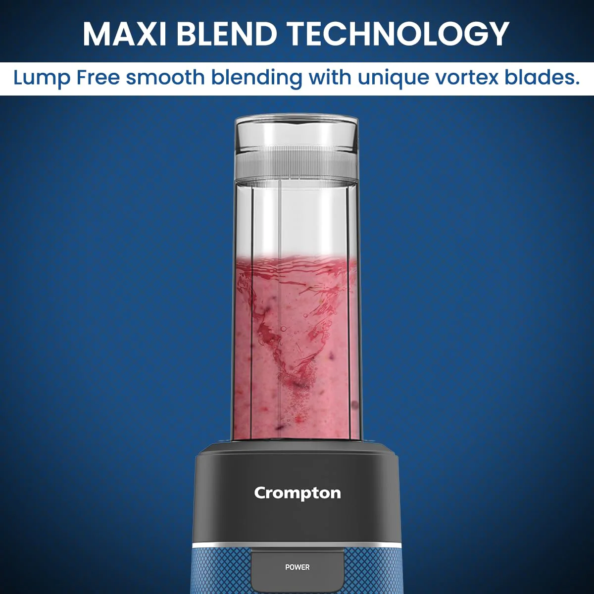 Crompton Ameo Fresh | Premium Nutri Blender | Smoothie Maker | Blender Mixer Grinder | Maxi Blend Technology | Smart safety lock | Power Button | 400 Watts | Sipper Cap | Lump Free Quick Blends - Image 3