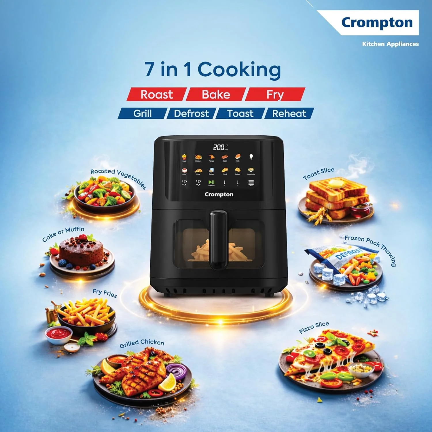 Crompton Ameo Pro 5.5L Air Fryer | Even Heating Technology | Pro Heating Bowl - Image 5