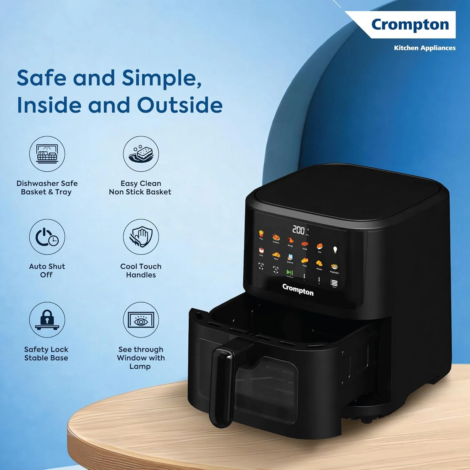 Crompton Ameo Pro 5.5L Air Fryer | Even Heating Technology | Pro Heating Bowl - Image 7