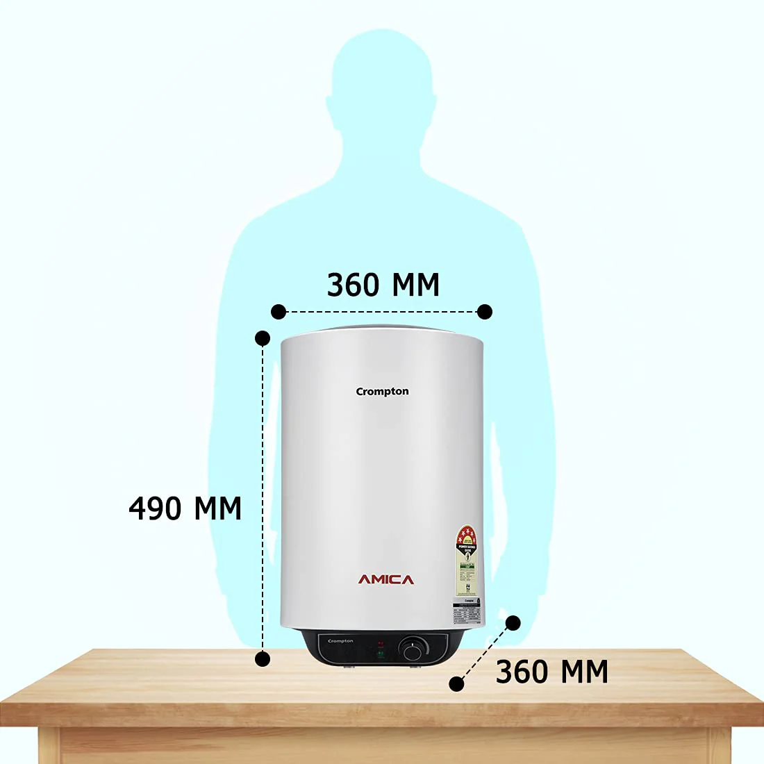 Crompton Amica 15-L 5 Star Rated Storage Water Heater (Geyser) with Free Installation (Black and White) - Image 3