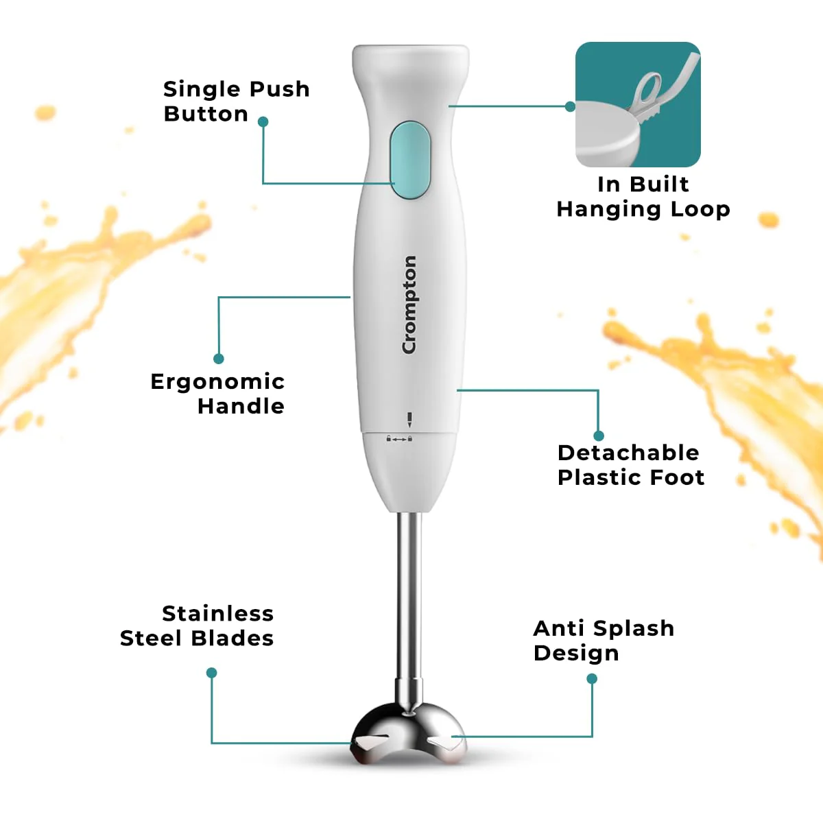 Crompton Blendserve 300W Hand Blender (ACGHB-BLENDSERVSS) | Steel Stem | Detachable & Silent - Image 2