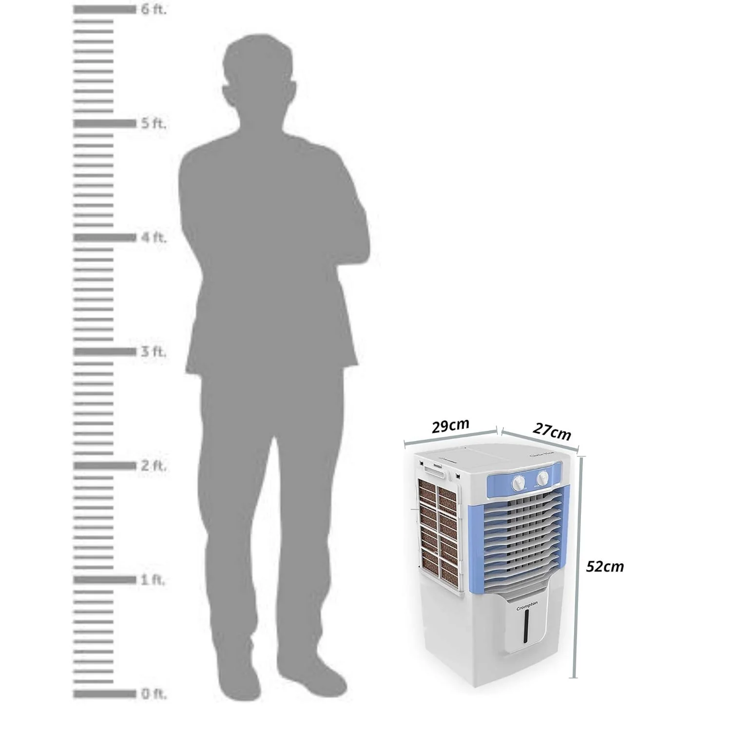 Crompton Ginie Neo Personal Air Cooler - 10L, White and Light Blue - Image 4