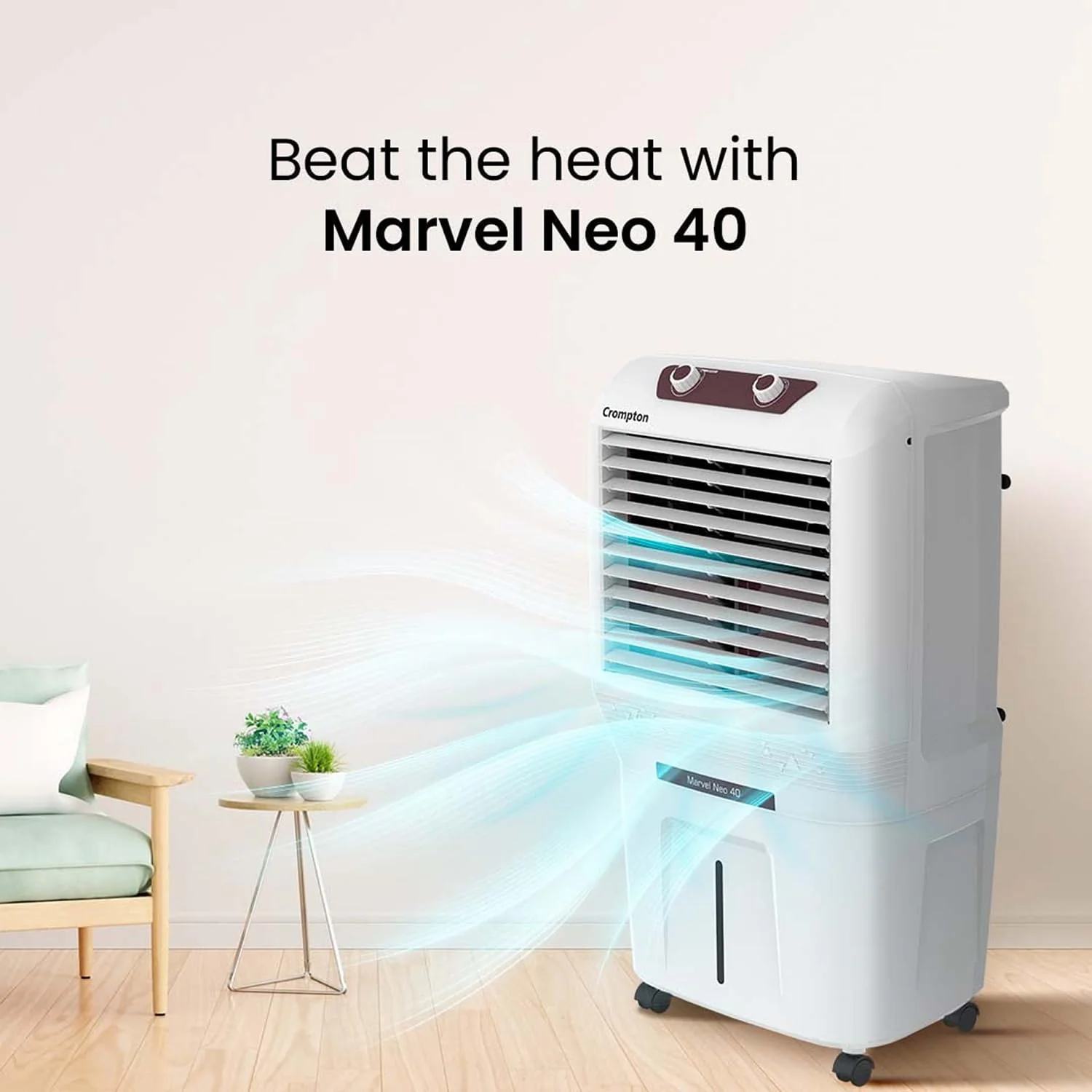 Crompton Marvel Neo Inverter Compatible Portable Personal Air Cooler (40L, White) - Image 3