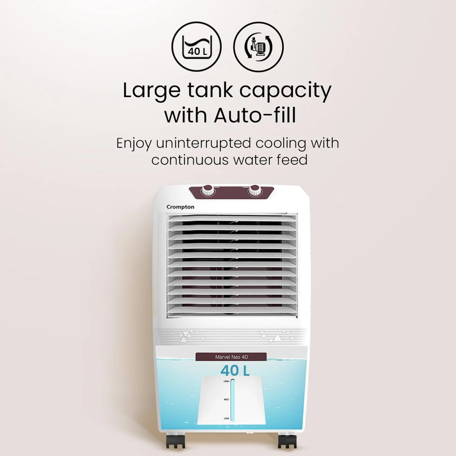 Crompton Marvel Neo Inverter Compatible Portable Personal Air Cooler (40L, White) - Image 6