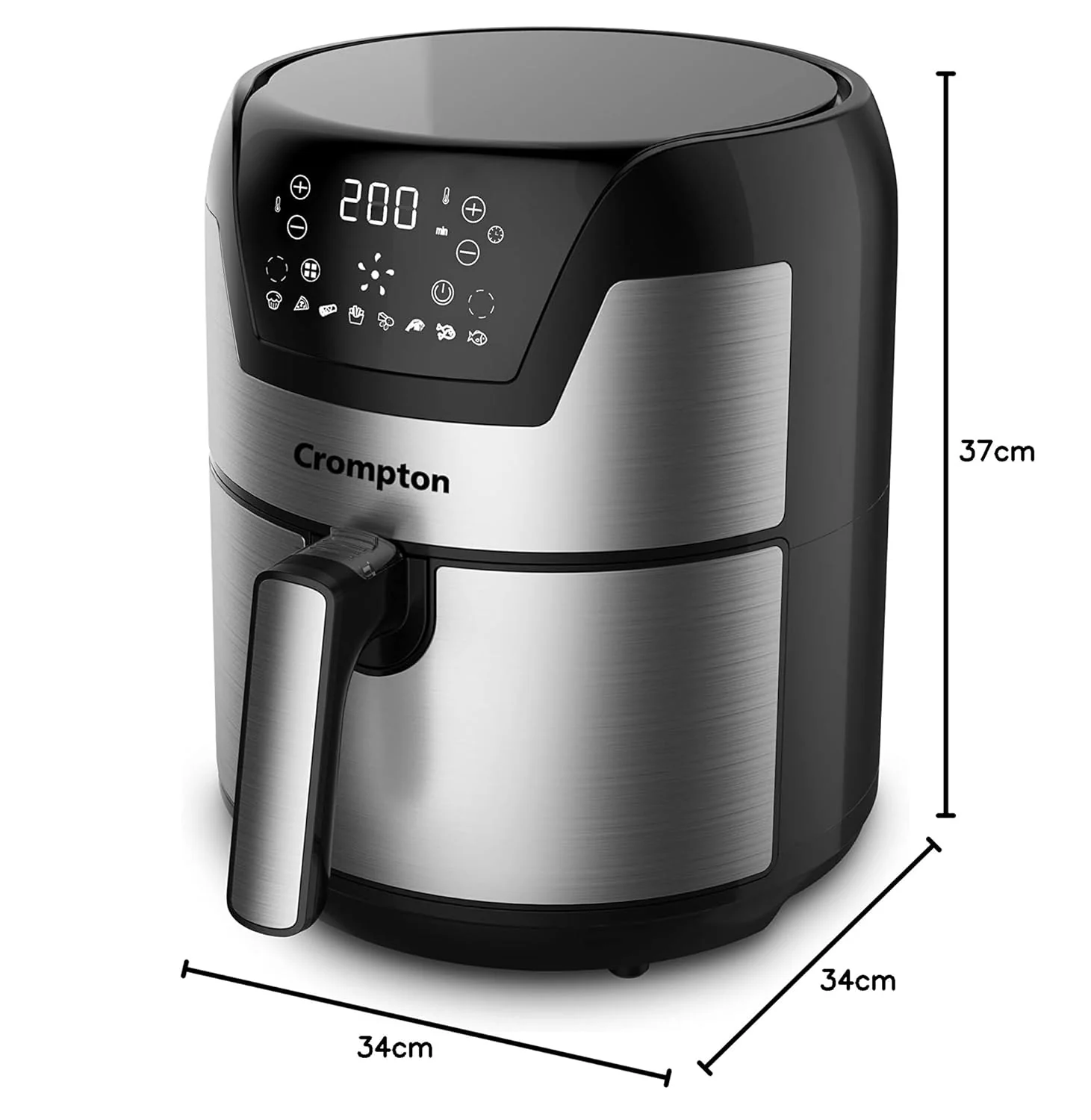Crompton NourisPro DG 4.5 Ltr Digital Air Fryer with Quick Fry Technology | 1500 Watts | Double Inner Bowl for Easy Cleaning | 8 Indian Preset Menus | Free Accessories - Image 2