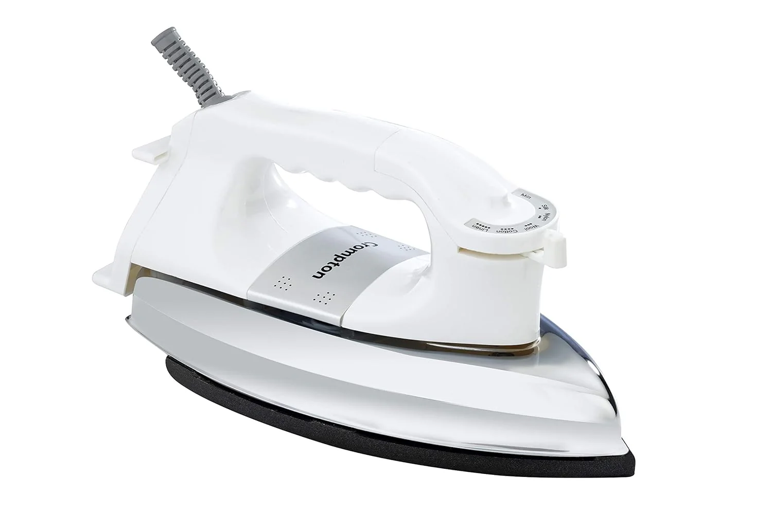 Crompton Rhino 1000-Watt Heavy weight Dry Iron with Non Stick Teflon Coating (White/Silver) - Image 6