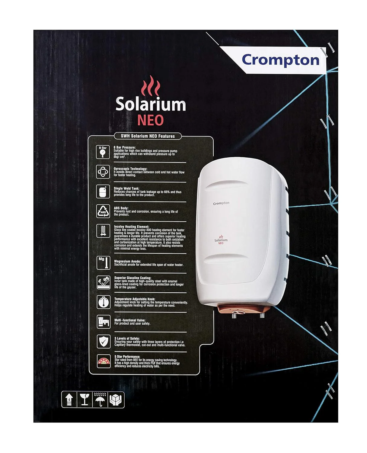 Crompton Solarium Neo 25-L 5 Star Rated Storage Water Heater with Advanced 3 Level Safety (Ivory), Standard - Image 7