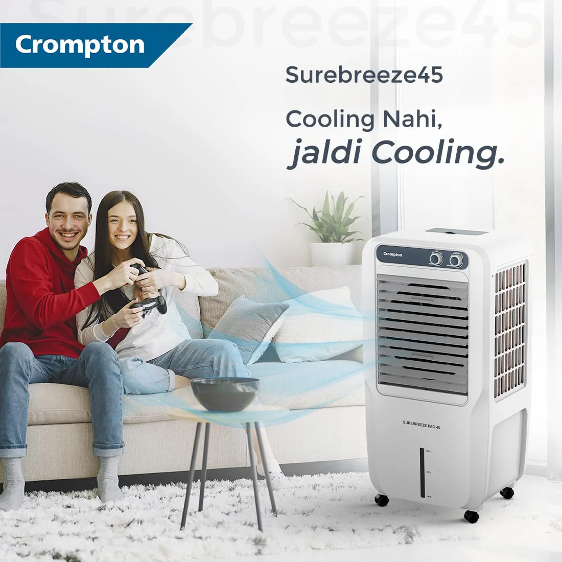 Crompton Surebreeze 45L Personal Air Cooler | Auto Fill | 4-Way Air Deflection - Image 3