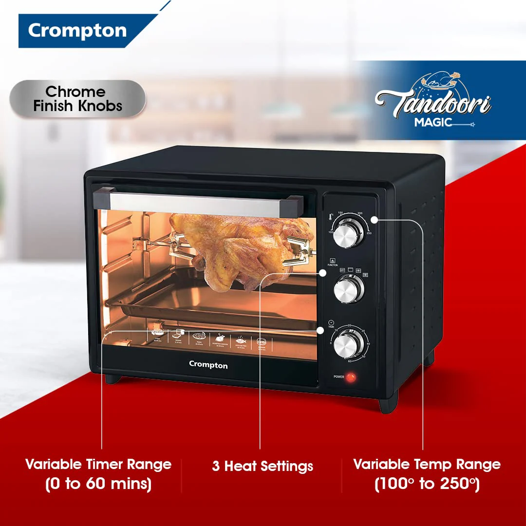 Crompton Tandoori Magic 35 Ltr Oven Toaster Grill (OTG) with Motorissed Rotisserie &amp; Convection, with Even Heat Distribution | Free Mitten - Image 3