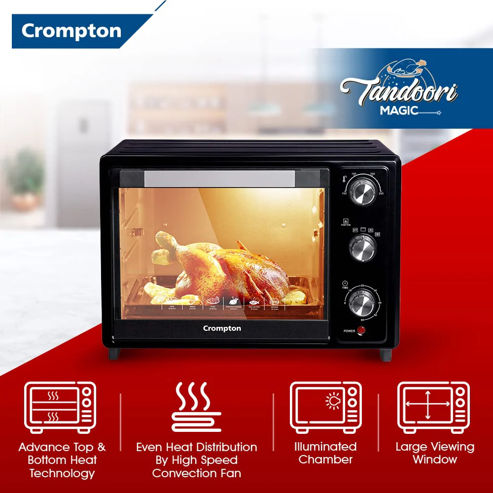 Crompton Tandoori Magic 35 Ltr Oven Toaster Grill (OTG) with Motorissed Rotisserie &amp; Convection, with Even Heat Distribution | Free Mitten - Image 4