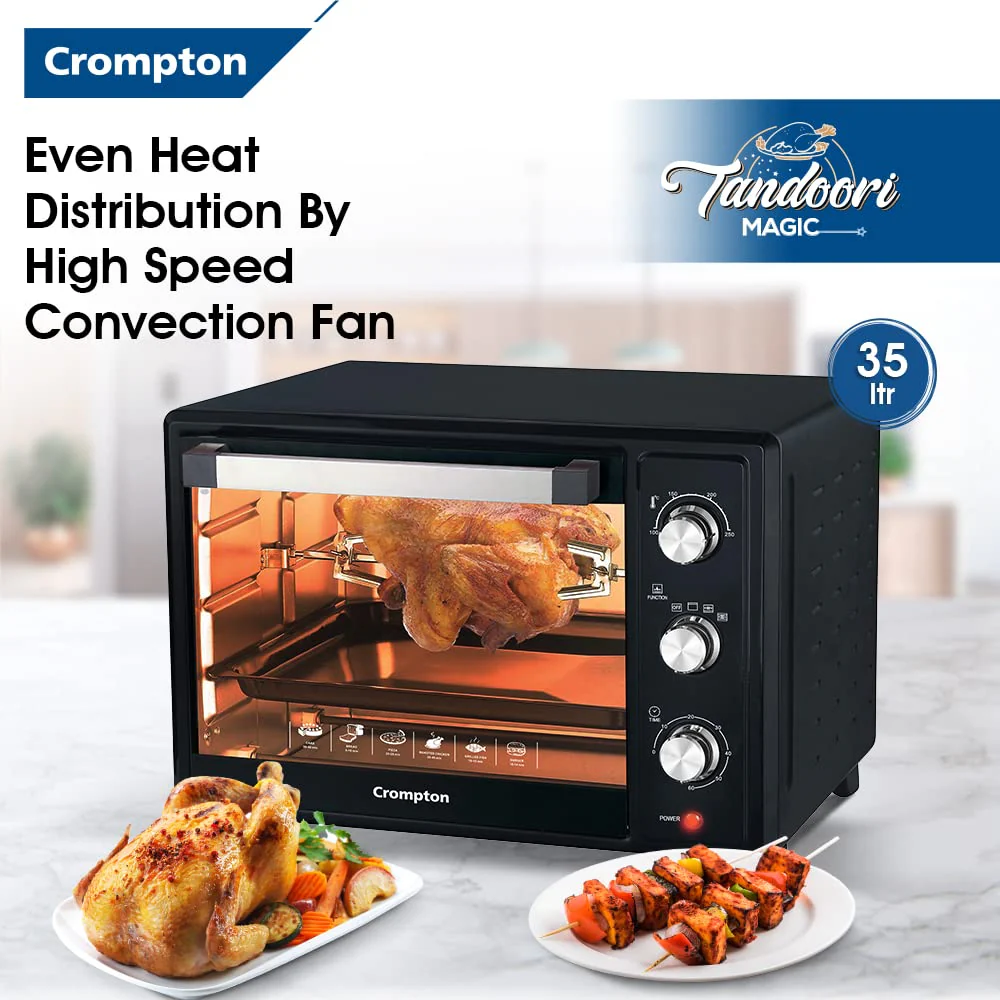 Crompton Tandoori Magic 35 Ltr Oven Toaster Grill (OTG) with Motorissed Rotisserie &amp; Convection, with Even Heat Distribution | Free Mitten - Image 5
